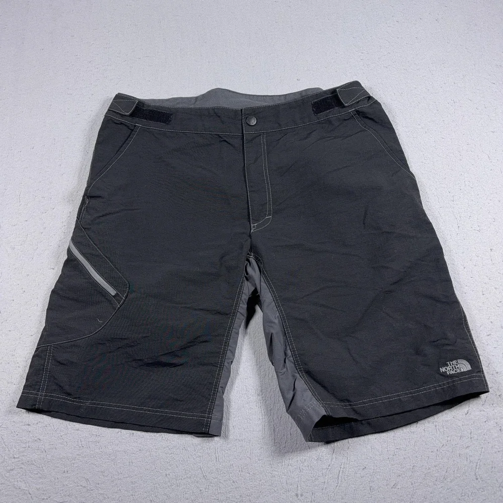 North Face Shorts Mens Large Gray Biker Stretch Quick Dry Hiking Cycling Outdoor